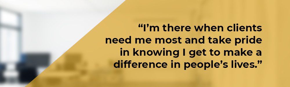 'I get to make a difference in people's lives.' why be an insurance agent